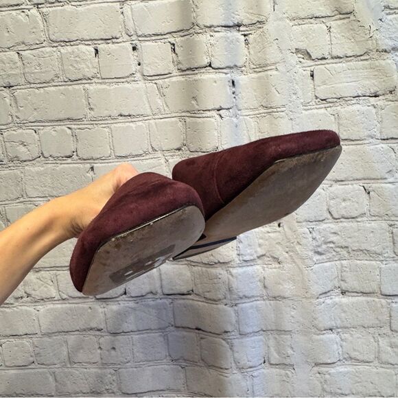 Vince Burgundy Suede Leather Cutout D’orsay Square Toe Flats Size 8.5 - Picture 6 of 9